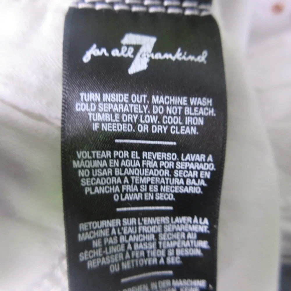 7 For All Mankind The High Waist Ankle Skinny Jeans Womens 25 White Denim